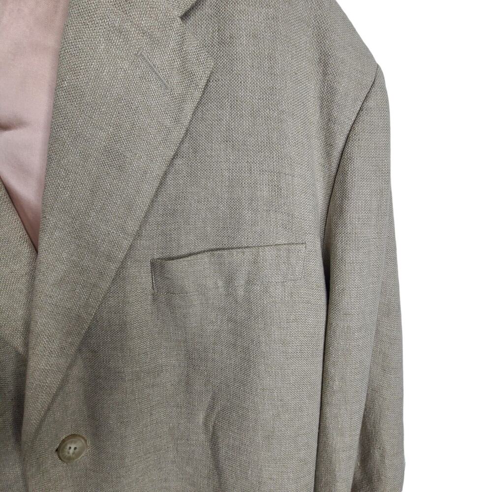 Claiborne Men's Size 42L Tan Linen Blend Blazer Sports Jacket 3 Button - Picture 4 of 9